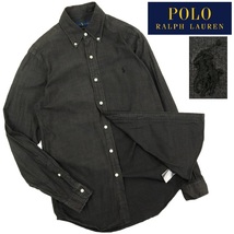 【B2548】【美品】【インディゴ染め】POLO RALPH LAUREN ポロラルフローレン 長袖シャツ ボタンダウンシャツ ポニー刺繍 サイズXS_画像1