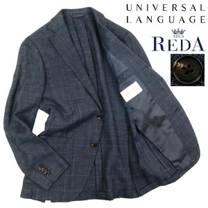 [B2556][ flax × wool ]UNIVERSAL LANGUAGE×REDA universal Language reda tailored jacket check linen× wool size 44