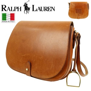 【B2579】【イタリー製】RALPH LAUREN ラルフローレン ショルダーバッグ レザーバッグ オールレザー レディース チャーム付