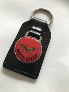  【Spx】モトグッチ★角型　黒本皮 キーホルダーS ★MOTO GUZZI★アウトレッド新品 ! ★ 即決！