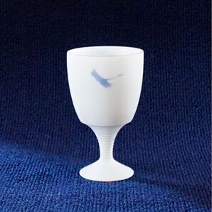 白磁フリーカップ「鶴」焼締