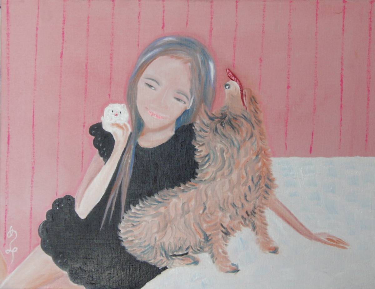 ≪Komikyo≫, Memi Sato, cute things, oil painting, F6 No.:40, 9×31, 8cm, one-of-a-kind item, Brand new high quality oil painting with frame, Hand-signed and guaranteed authenticity, painting, oil painting, portrait