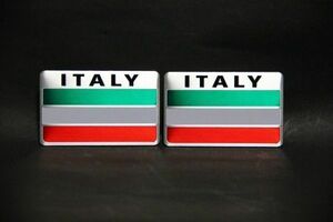 2枚セット イタリア アルミ シール ステッカー 国旗 ドゥカティ ピアジオ モトグッチ 車 アルファロメオ アバルト エンブレム フィアット