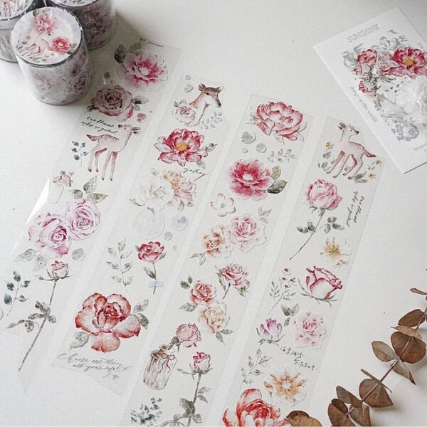 海外マスキングテープ 1ループ 100cm jennyuanzi flowers and deers