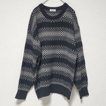 酒井メリヤス MERINO メンズ ブラック・グレー ニット セーター サイズL ユーズド品_画像1