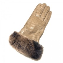 セルモネータグローブス Sermoneta gloves - レザー×ファー ダークブラウン レディース 美品 手袋_画像5