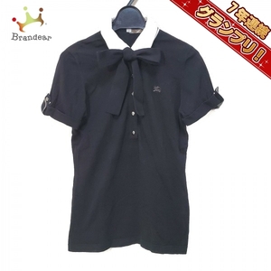 バーバリーブルーレーベル Burberry Blue Label 半袖ポロシャツ サイズ38 M - 黒×白 レディース トップス
