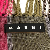 マルニ MARNI トートバッグ フラワーカフェハンモックバッグ ポリエステル フューシャ(ピンク×ダークブラウン×マルチ) ストライプ バッグ_画像8