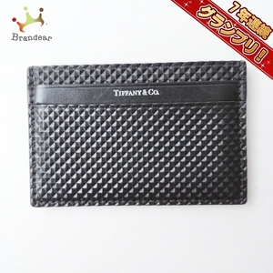 ティファニー TIFFANY&Co. カードケース - レザー 黒 ダイヤモンドポイント 美品 財布