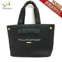 ジルバイジルスチュアート JILL by JILLSTUART ハンドバッグ - ポリウレタン×レザー 黒 リボン 美品 バッグ_画像1