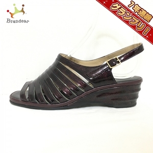  silver The yo shino ya Ginza yo shino ya/Yoshinoya sandals 22.5 - enamel ( leather ) bordeaux × black lady's shoes 