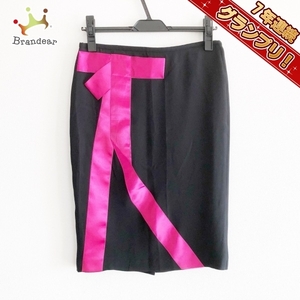 アルマーニコレッツォーニ ARMANICOLLEZIONI スカート サイズ38 S - 黒×ピンク レディース ひざ丈/リボン ボトムス