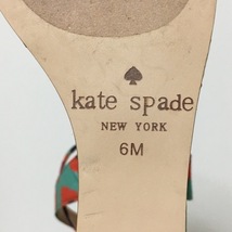 ケイトスペード Kate spade サンダル 6M - コットン ライトグリーン×レッド×マルチ レディース 花柄/オープントゥ/ウェッジソール 靴_画像6