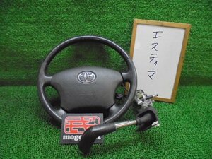 9EV1209 EB6)) トヨタ エスティマT ACR30W/ACR40W 後期型 アエラスプレミアム 純正 レザーウッドコンビステアリング/シフトノブ