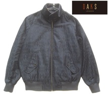 美品日本製!!ダックス ロンドン DAKS LONDON*G-9型 ロゴ総織り柄 リバーシブルZIPジャケット・スウィングトップ M 黒×グレー_画像1