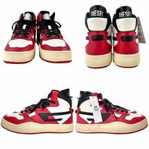 新品 DIESEL ディーゼル レザー ハイカットスニーカー WHITE RED BLACK 白赤黒 配色 AJ1 CHICAGO シカゴカラー ユーロプレミアムカジュアル_画像8