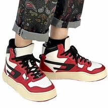 新品 DIESEL ディーゼル レザー ハイカットスニーカー WHITE RED BLACK 白赤黒 配色 AJ1 CHICAGO シカゴカラー ユーロプレミアムカジュアル_画像1