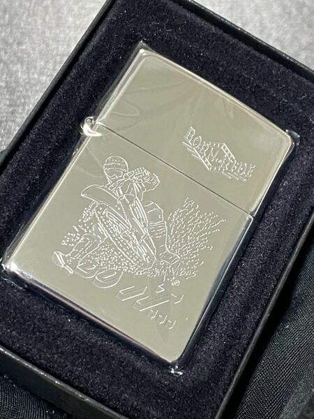 zippo BORN TO RIDE バイク 前面刻印 希少モデル ヴィンテージ 1992年製 シルバーインナー 1992年製 ケース 保証書付き