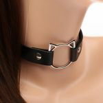 008 cat ring type black choker punk gothic ga- Lee cosplay PU leather light weight installation easy size adjustment possibility cat 