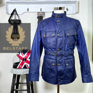 ☆BELSTAFF TRIALMASTER ベルスタッフ トライアルマスター ワックスドコットン オイルドジャケット ディープブルー/48（L〜XL相当）