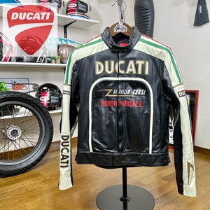 超美品☆DUCATI by DAINESE BORGO PANIGALE ドゥカティ ダイネーゼ レザージャケット ブラック/S（M相当）シングルライダース