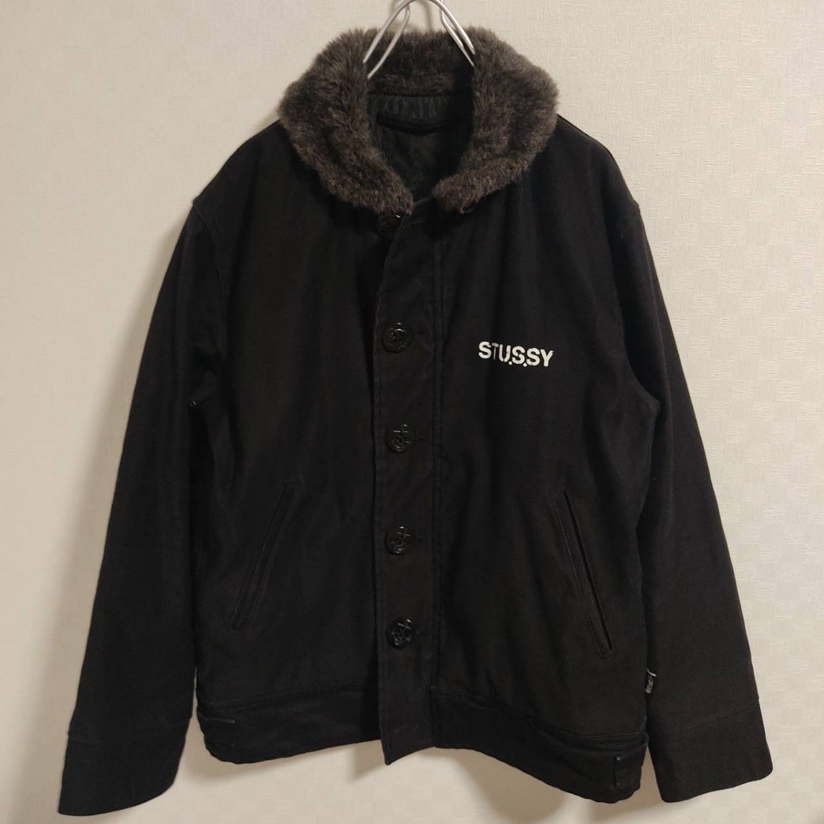 ステューシー STUSSY ブルゾン ジャケット サテン 羽織 ネイビー M