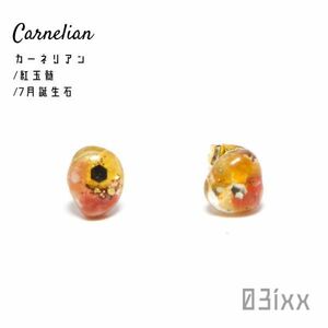 A002P 天然石とレジンの雫 ピアス カーネリアン 紅玉髄 安泰の石 耳飾り サージカルステンレス アレルギー対応 イヤーアクセ【7月誕生石】