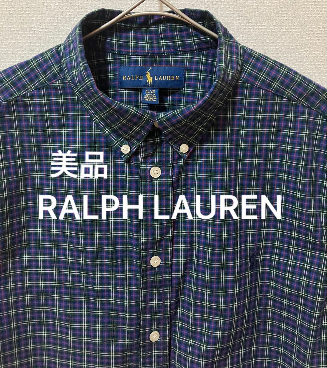 美品】ラルフローレン 長袖 シャツ ストライプ柄 ロゴ ポニー刺繍