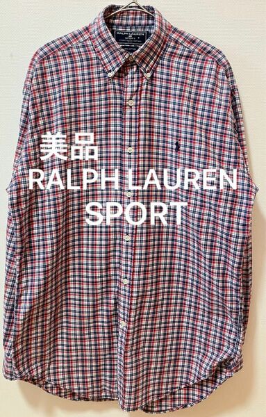 美品　RALPH LAUREN SPORTラルフローレン　刺繍ポニーロゴ　ボタンダウンチェックシャツ　