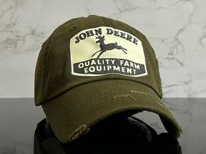 【未使用品】47A★JOHN DEERE ジョン・ディア キャップ 帽子 CAP クールなカーキに拘りのビンテージ加工のコットン素材！《FREEサイズ》