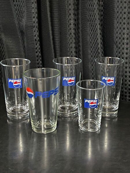 PEPSI コカ・コーラ ペプシ タンブラーグラス!3サイズ5個セット 新品未使用