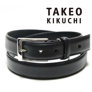 《TAKEO KIKUCHI タケオキクチ》新品 牛革 レザーベルト 黒 99cmまで対応 サイズ調整可 ビジネス プレゼント A8330