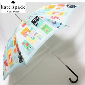 《kate spade ケイトスペード》新品 高い縫製技術 ポスター・パンフレット柄 長傘 雨傘 8本骨 A8108