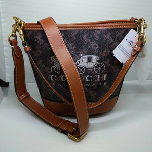 ★コーチ★COACH★ レディース用 ダコタ バケットバッグ ブラック 馬車柄 レザー 2way マグネットスナップボタン開閉式 新品未使用