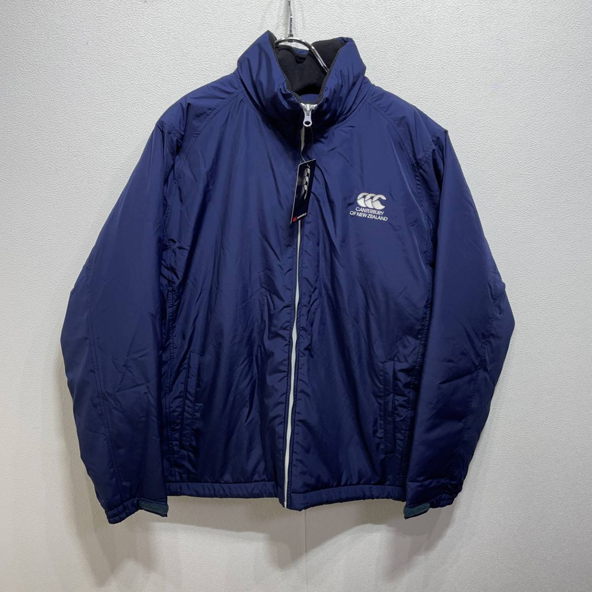 未使用 CANTER BURY/カンタベリー ジャケット メンズL 紺/ネイビー 冬物 定価21800 タグ付き ビッグロゴ 簡易フードあり K2977