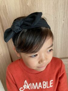 ヘアバンド　ベビー　子ども　黒　リボンヘアバンド　ターバン