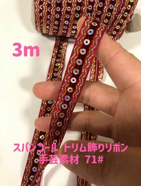 スパンコール トリム飾りレースリボン衣装装飾工芸品の装飾 ハンドメイド素材 3m