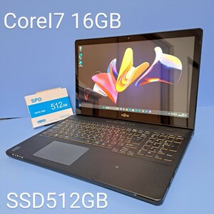 ★最強Corei7★メモリ16GB/新品SSD512GB/LIFEBOOK/AH77/R/Windows11 Office2019H&B/Webカメラ/富士通/FUJITSU/フルHDタッチパネル液晶/BLT