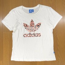 adidas originals アディダスオリジナルス ビッグロゴプリント Tシャツ L 白 ホワイト 半袖 カットソー 国内正規品 レディース 女性用_画像1