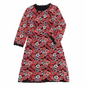 *Sinequanonesineka non embroidery total pattern Layered dore One-piece 34 black × red group long sleeve floral print domestic regular goods lady's retro old clothes 