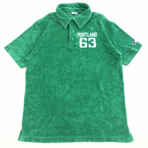 Champion チャンピオン PORTLAND63 ロゴワッペン パイル地 ポロシャツ M 緑 グリーン 半袖 国内正規品 メンズ 紳士