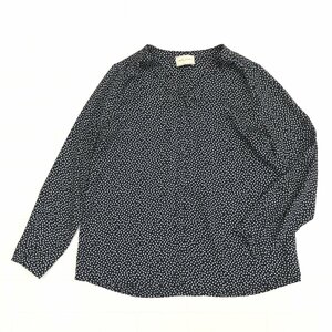 UNITED ARROWS ユナイテッドアローズ 水玉柄 プルオーバー カットソー 38(M) 黒 ブラック 日本製 ドット 長袖 シャツ ブラウス レディース