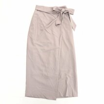 UNITED ARROWS GLR ユナイテッドアローズ リボン装飾 ラップスカート 38(M) グレージュ ロングスカート 巻きスカート マキシ丈 レディース_画像1