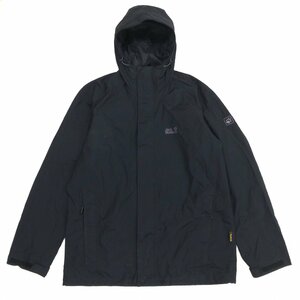 ◆Jack Wolfskin ジャックウルフスキン ロゴ刺繍 マウンテンジャケット XL 黒 ブラック マウンテンパーカー アウトドア 特大 大きい 2L LL