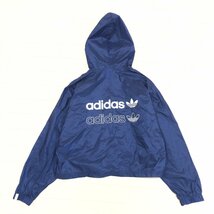 adidas originals アディダスオリジナルス バックプリント ジップアップ ウィンドブレーカー ジャケット S 紺 ネイビー 羽織り レディース_画像2