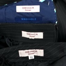 ●美品 ORIHICA オリヒカ ストライプ パンツ スカート スーツ 上下セットアップ 3点セット 9(M)/11(L) 黒 ブラック 国内正規品 レディース_画像3
