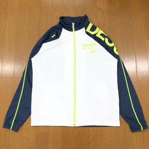 ●DESCENTE デサント ロゴプリント フルジップ ジャージ ジャケット M 白×濃紺 ホワイト ネイビー トラックジャケット 国内正規品 メンズ