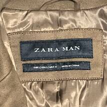 美品！　ザラマン　ZARA MAN チェスターコート　ブラウン　茶 スウェード調　L XL相当　秋冬　裏地茶_画像6