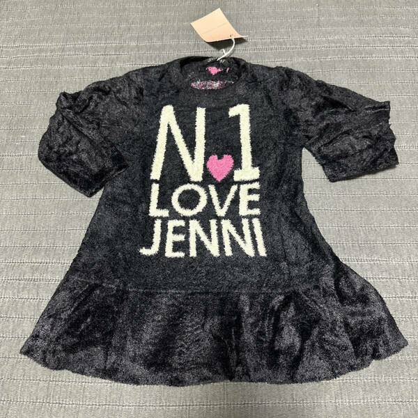 新品JENNI ふわふわニットファーフリルワンピース100ブラック　5145円チュニックワンピース サイズ色違い有り