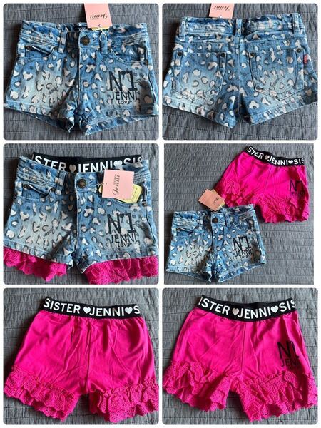 新品JENNIデニム&レースフリルショートパンツ2枚セット120 レイヤード◎ インナーパンツセット 重ね着別々OK サイズ違い有